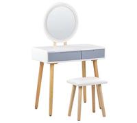 Beliani Dressing Table With Mirror And Stool Josselin Led White