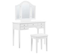 Beliani Dressing Table With Mirror And Stool Lumiere White