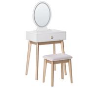 Beliani Dressing Table With Mirror And Stool Rosey Led White