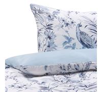 Cotton Sateen Duvet Cover Set Floral Pattern 135 x 200 cm White and Blue BALLARD
