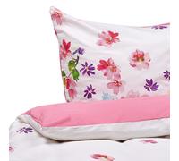 Beliani Duvet Cover Set Larynhill 155 X 220 Cm Sateen Cotton Pink