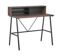 Beliani Elara Desk, Dark Brown Matt Top 100 X 50 Cm, Black Powder-Coated Steel Frame, Open Shelves