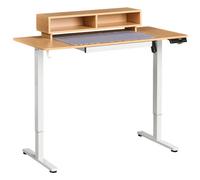 Beliani Electric Adjustable Standing Desk Lucama Light Brown/ White 120 Cm 60 Cm With Usb Port