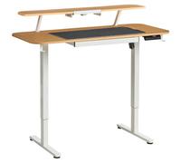 Beliani Electric Adjustable Standing Desk Wilbanks Light Brown/ White 120 Cm 60 Cm With Usb Port