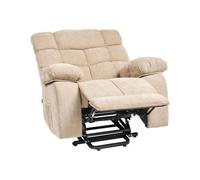 Beliani Electric Recliner Chair Ares With Footrest Fabric Beige