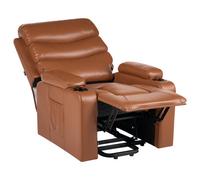 Beliani Electric Recliner Chair Eter Faux Leather Golden Brown