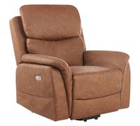 Beliani Electric Recliner Chair Glorie With Massage Faux Leather Brown