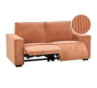 Beliani Jumbo Cord Electric Recliner Sofa Orange NUKari, Orange