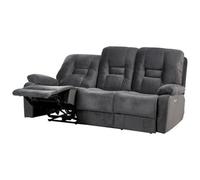 Beliani Electric Recliner Sofa 3 Seater Bergen Velvet Dark Grey