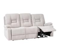 Beliani Electric Recliner Sofa 3 Seater Bergen With Usb Port Velvet Light Beige