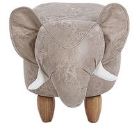 Beliani Elephant Footstool With Hidden Storage, Grey Faux Leather, Kid-Sized Pouffe