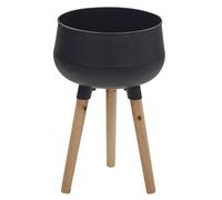 Beliani Elevated Plant Pot Agros Metal 30cm Black, Black