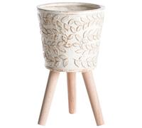 Beliani Elevated Plant Pot Aliartos 26cm Off-White, White