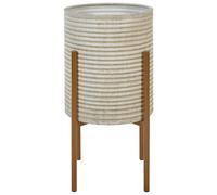 Beliani Elevated Plant Pot Alpinus 31 Cm Metal Taupe