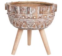 Beliani Elevated Plant Pot Asplenium 37 Cm Light Brown