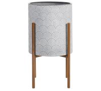 Beliani Elevated Plant Pot Aubrieta Metal 31 Cm Light Grey