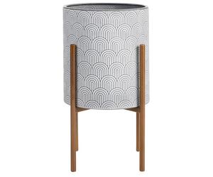Beliani Elevated Plant Pot Aubrieta Metal 31 Cm Light Grey