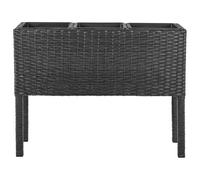 Beliani Elevated Plant Pot Caragana 77 Cm Black Pe Rattan