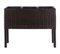 Beliani Elevated Plant Pot Caragana 77 Cm Dark Brown Pe Rattan