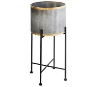 Beliani Elevated Plant Pot Feuille Metal 26 Cm Grey