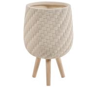Beliani Elevated Plant Pot Pavone 27 Cm Light Beige