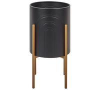 Beliani Elevated Plant Pot Serotina Metal 32 Cm Black