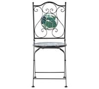 Beliani Everluxe Set Of 2 Black Metal Folding Garden Chairs With Green Mosaic Tiles - Compact Outdoor Dining Seating