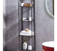 Beliani Everstone Black Metal 4-Tier Free-Standing Bathroom Shelf Unit 40 X 27 X 166 Cm