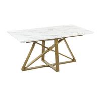 Beliani Extending Dining Table MAXIMUS White Marble 160/200 cm 90 cm, White