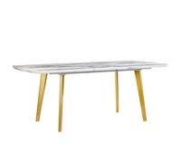 Beliani Extending Dining Table MOSBY White/ Gold 160/200 cm 90 cm, White