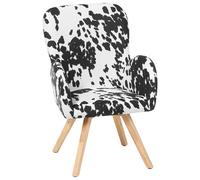 Beliani Fabric Armchair Black And White Bjarn