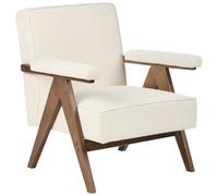 Beliani Fabric Armchair Light Beige EVJE, Cream