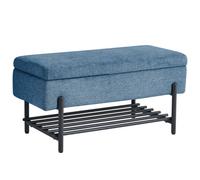 Beliani Fabric Storage Bench Blue Solvang