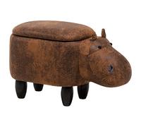 Beliani Faux Leather Storage Animal Stool Brown Hippo