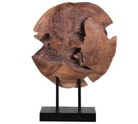 Beliani Figurine Fish Plaice Fish Teak Wood Brown