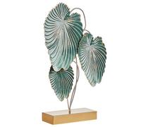 Beliani Figurine Leaf SODIUM Metal Teal, Blue