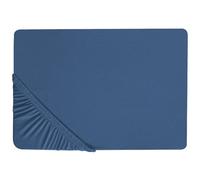 Beliani Fitted Sheet Janbu Cotton 160 X 200 Cm Navy Blue