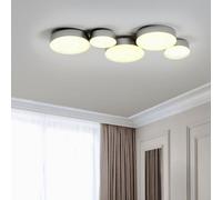 Beliani Five-Round Integrated Led Ceiling Lamp Black - Modern Gloss Iron, 5 Leds, 54X20X3Cm