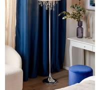 Beliani Floor Lamp 170Cm - White Polycotton Drum Shade With Crystal Beads, Silver Base