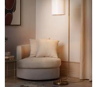 Beliani Floor Lamp, Copper Base With White Linen Shade, 156 Cm Tall, Industrial Chic
