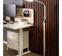 Beliani Floor Led Lamp Silver 170Cm Dimmable With Lcd Panel For Home Office And Study Corners