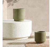 Beliani Flower Planter 30Cm - Fibre Clay Vertical Rib Green