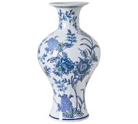 Flower Vase BERGA Porcelain 36 cm White/ Blue