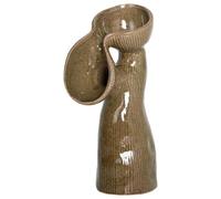 Beliani Flower Vase CALAMUS Stoneware 28 cm Green, Green