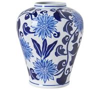 Flower Vase GIRONA Porcelain 35 cm White/ Blue