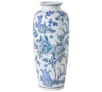 Beliani Flower Vase Guadix Porcelain 35 Cm White/ Blue