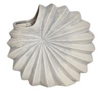 Beliani Flower Vase Scup Stoneware 28 Cm Off-White
