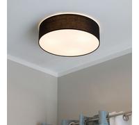 Beliani Flush Ceiling Lamp 45Cm Black Polycotton Drum Shade - Boho Contemporary