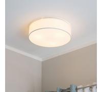 Beliani Flush Ceiling Lamp White Polycotton 45Cm Drum Shade For Modern And Boho Interiors
