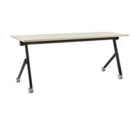 Beliani Foldable Office Desk Bendi Light Brown 180 Cm 60 Cm With Wheels